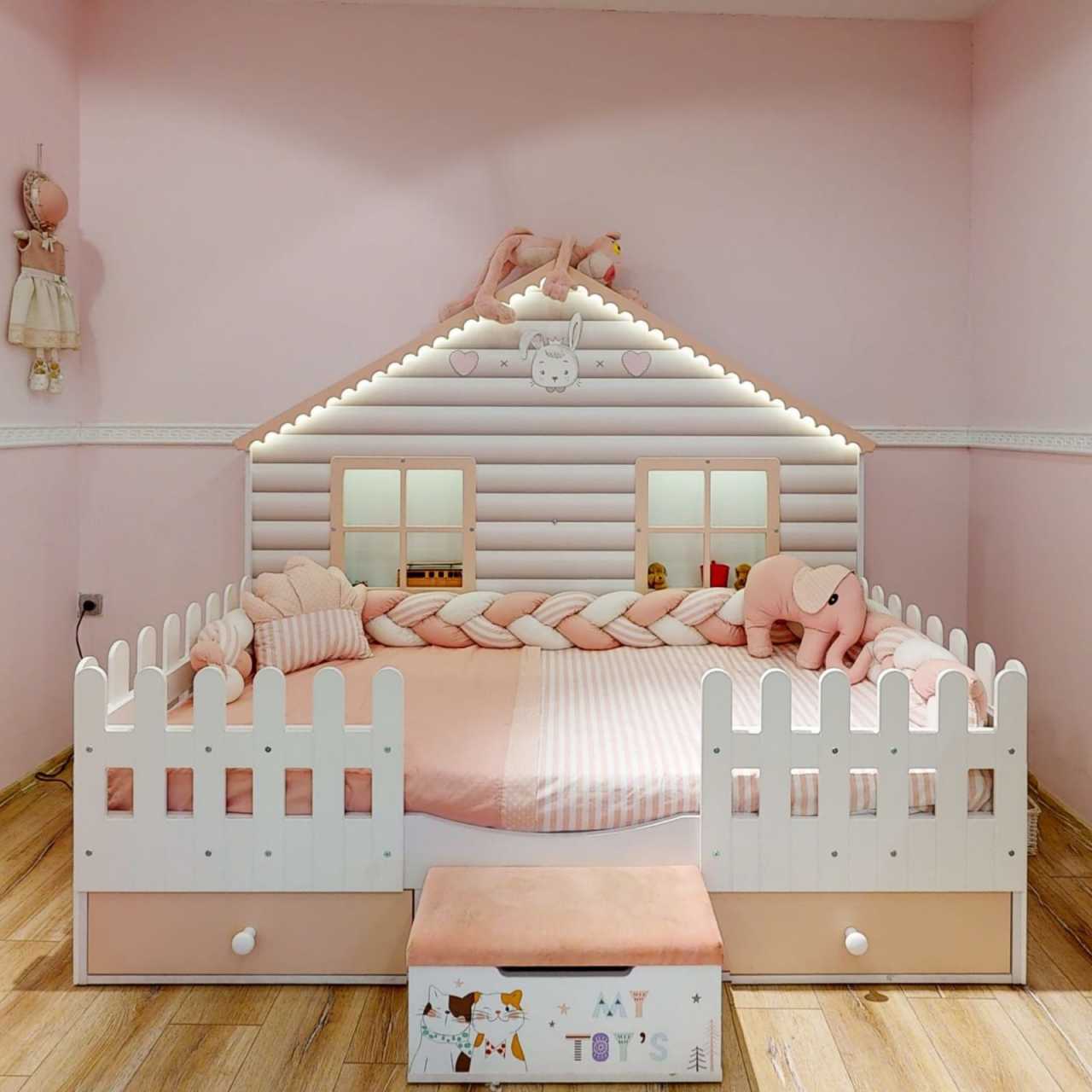 Meltem küçükev pembe 100x200 karyola