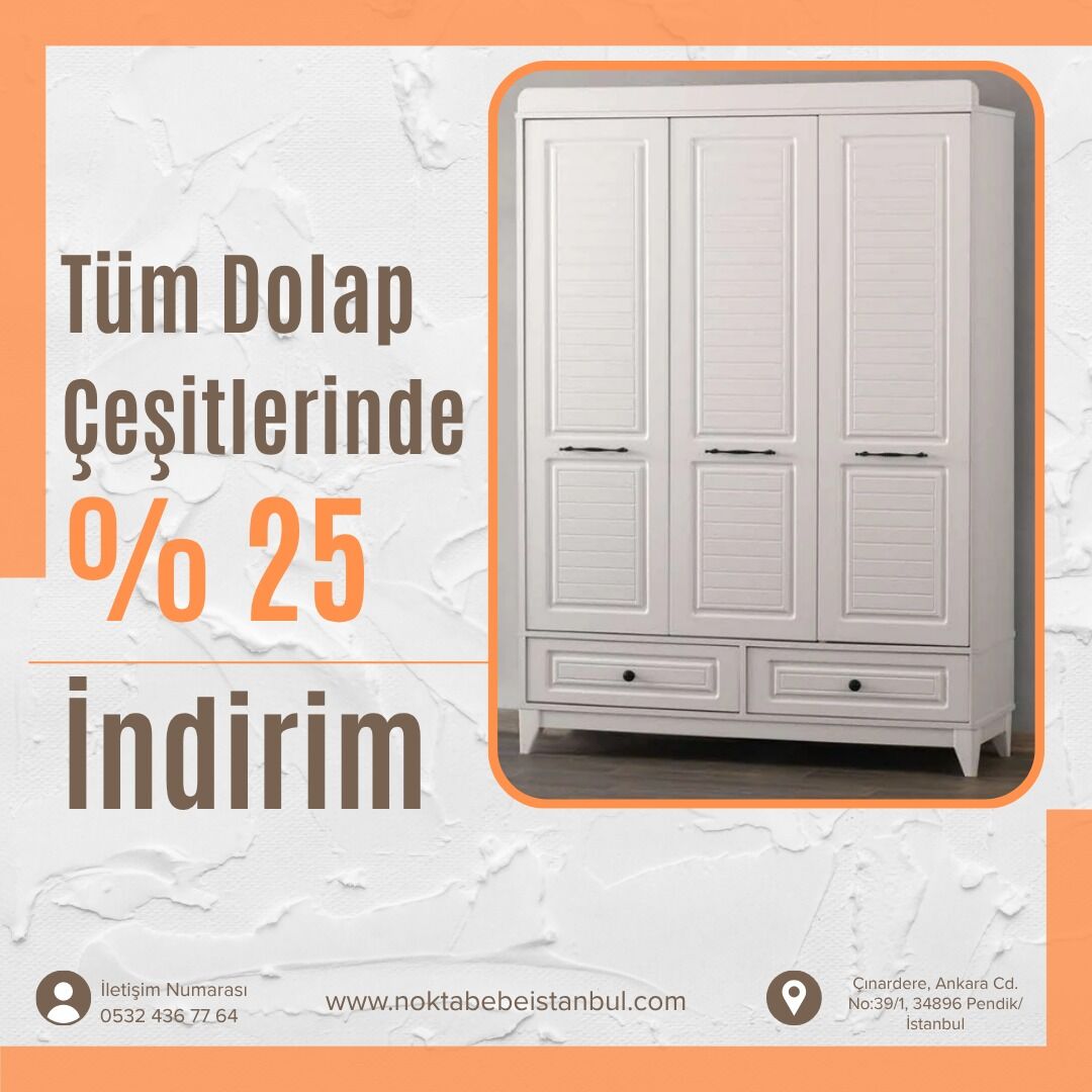 Polo 3 kapılı dolap