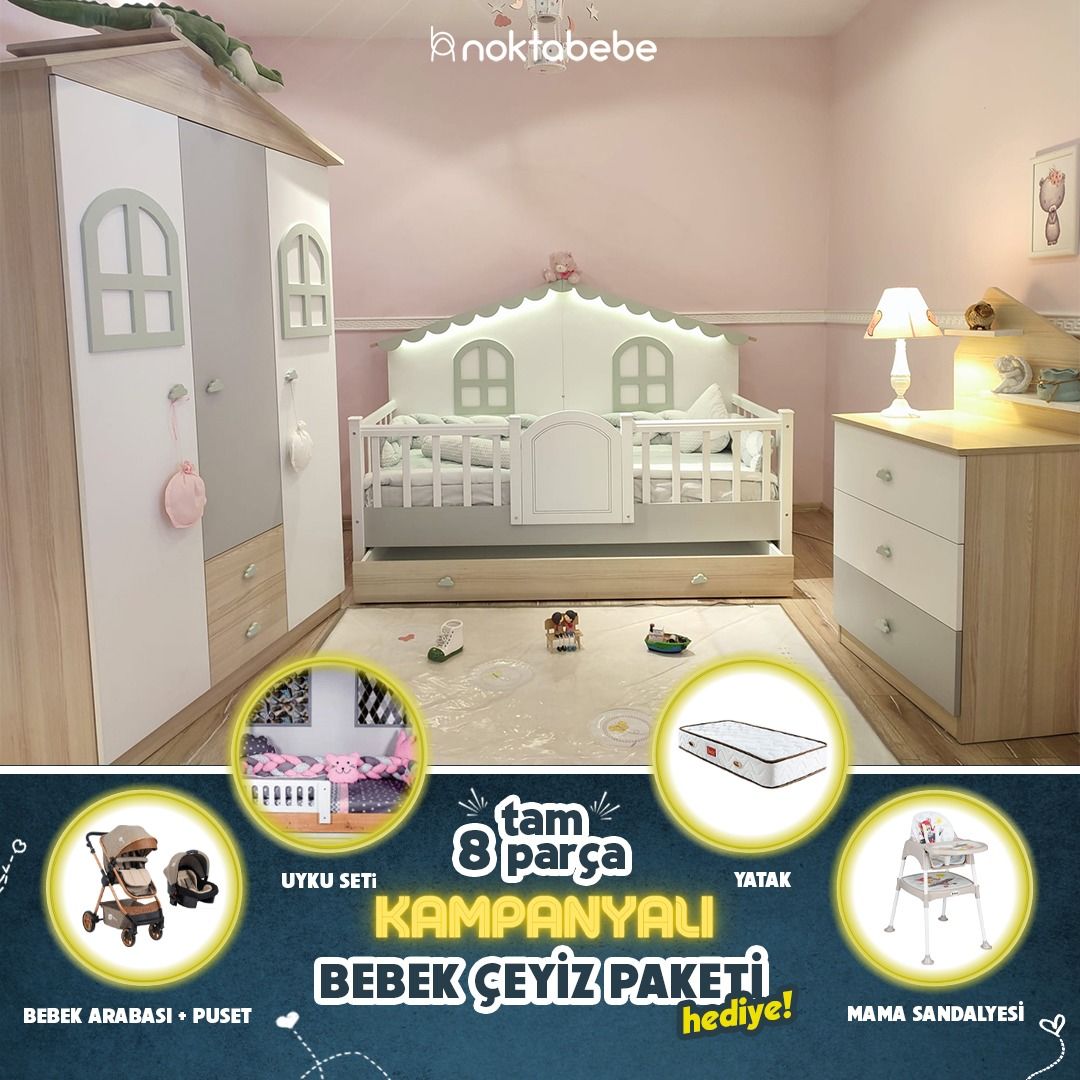 Siena yeşil montessori çocuk odası set