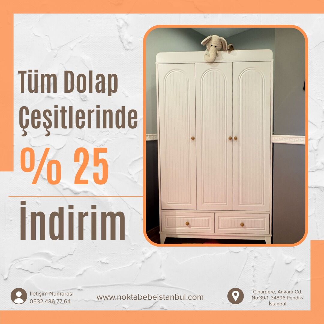 Enjoy Beyaz 3 Kapılı Dolap