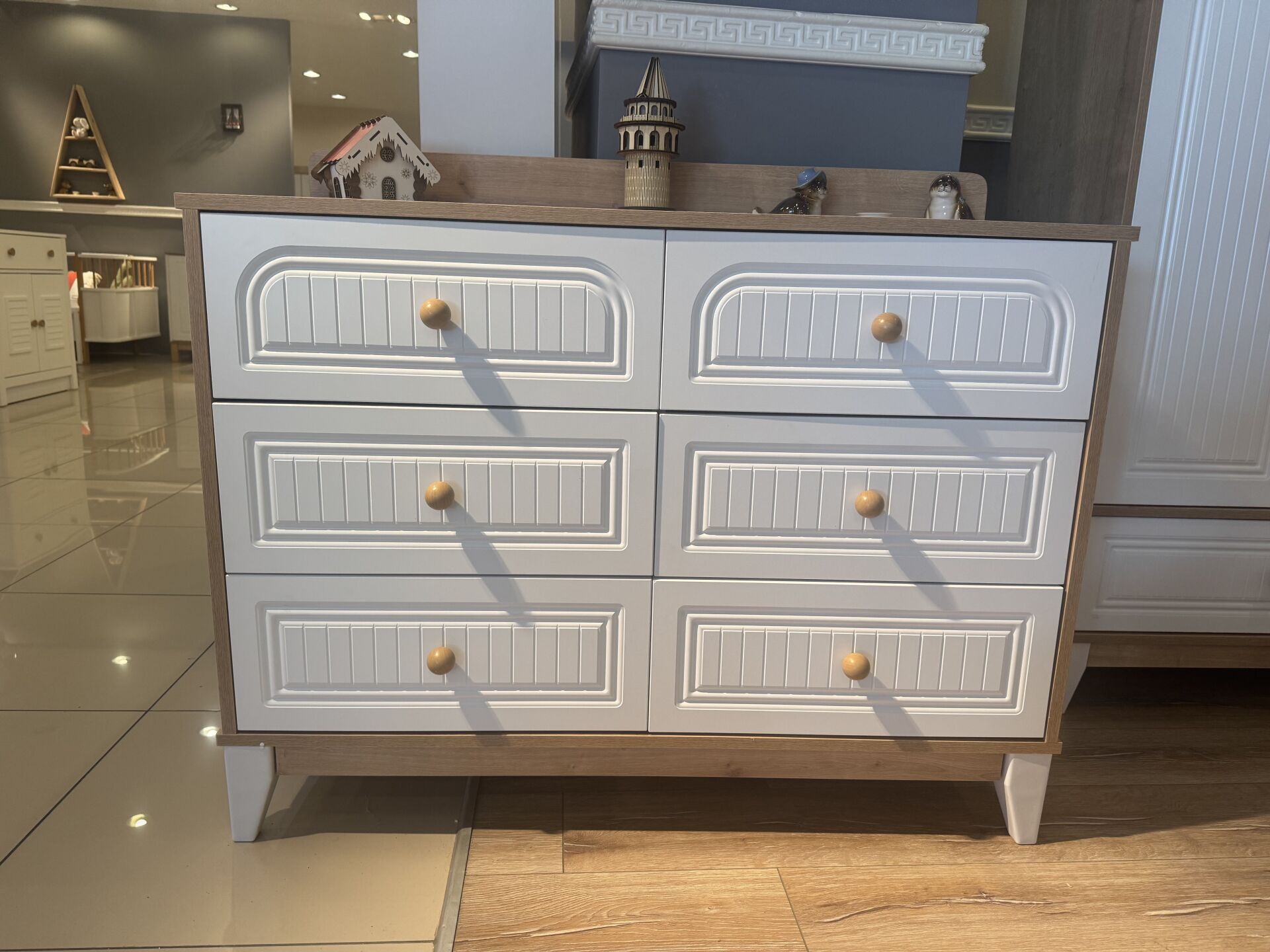 ENJOY 6 ÇEKMECELİ ŞİFONYER MEŞE/BEYAZ